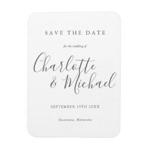 Moderne elegante Schrift Hochzeit Termin merken Magnet