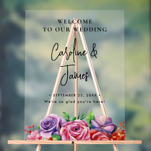 Moderne elegante Schrift Hochzeit Willkommen Acryl Acrylschild (Neutral)
