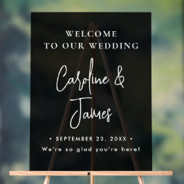 Moderne elegante Schrift Hochzeit Willkommen Acryl Acrylschild