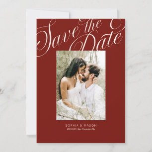 Moderne elegante Schrift Kalligrafie Terrakotta Ro Save The Date
