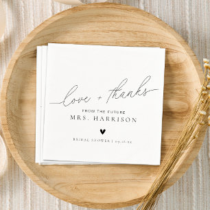 Moderne elegante Schrift Lieb + Dank Hochzeitsdusc Serviette