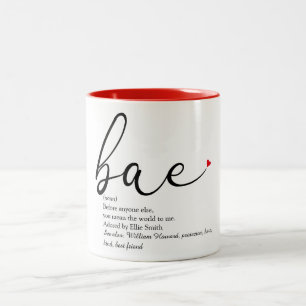 Moderne elegante Schrift Liebe Herz Bae Definition Zweifarbige Tasse