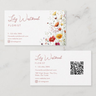 Moderne elegante Schrift mit rosa Wasserfarben-Wil Visitenkarte