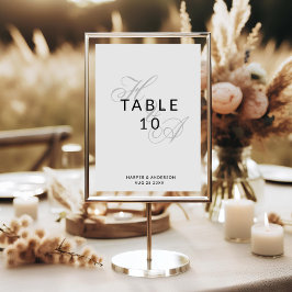 Moderne elegante Schrift-Monogramm-Hochzeit Tischnummer