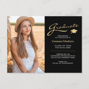Moderne elegante Schrift Schwarz & Gold   2 Fotos  Postkarte