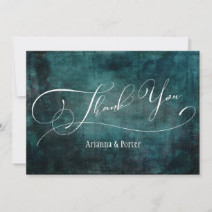 Moderne elegante Schrift zerkratzte teal-grunge-te Dankeskarte
