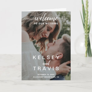 Moderne elegante Schriftfoto-Hochzeit Programm