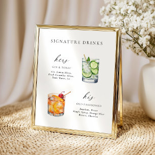 Moderne elegante Schriftzug Getränke Cocktail Poster