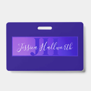 Moderne elegante Schriftzug Name & Monogramm Ombre Ausweis