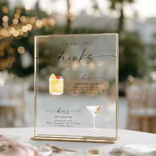 Moderne elegante Schriftzug-Signature-Drinks Acrylschild