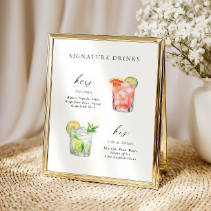 Moderne elegante Schriftzug-Signature-Drinks Cockt Poster