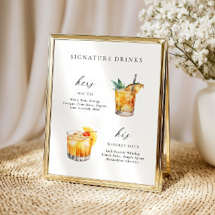 Moderne elegante Schriftzug-Signature-Drinks Cockt Poster