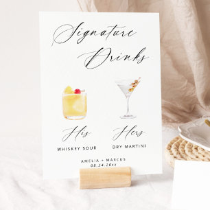 Moderne elegante Schriftzug-Signature-Drinks-Plaka Poster
