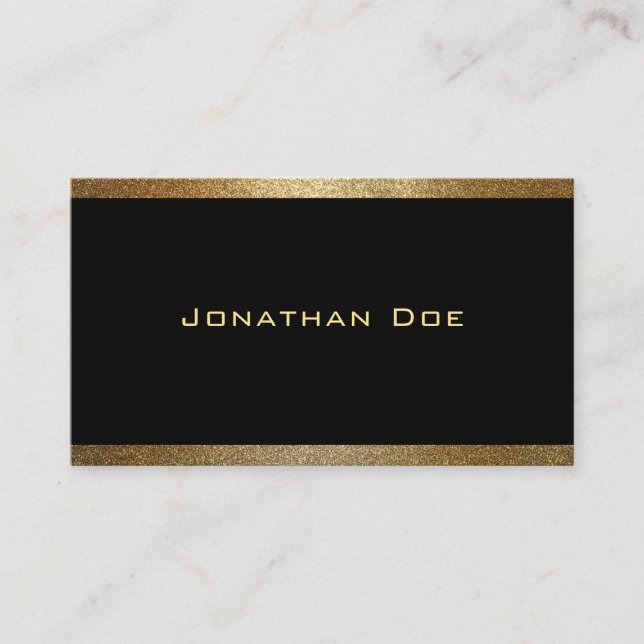 Moderne elegante Schwarz-Gold-Grafikvorlage Visitenkarte (Vorderseite)