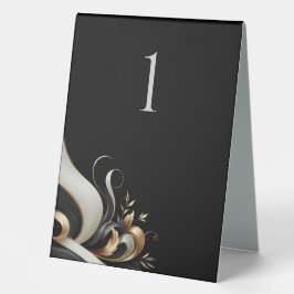 Moderne, elegante Schwarz-Gold-Hochzeit Tischaufsteller