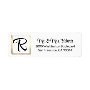 Moderne, elegante Schwarz-Gold-Rahmen-Monogramm-In