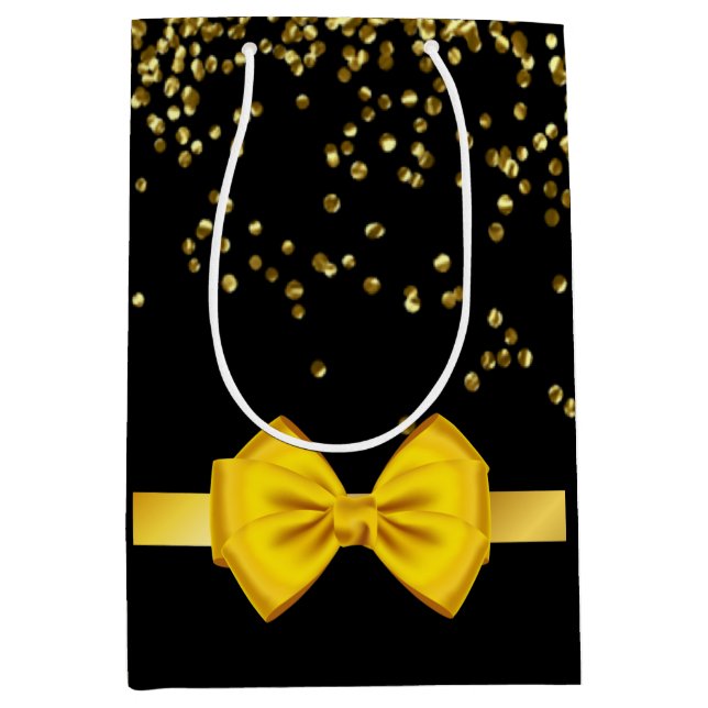 Moderne elegante schwarz-goldene süße 16 medi mittlere geschenktüte (Vorderseite)