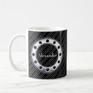 Moderne, elegante schwarz-graue Streifen Kaffeetasse