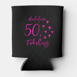 Moderne elegante schwarz-heiße rosa Herzen 50. Geb Dosenkühler