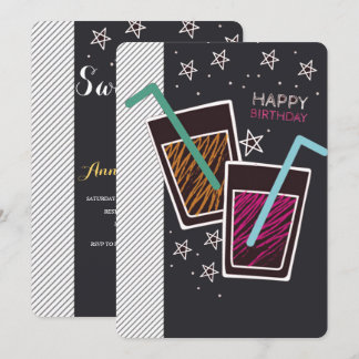 Moderne elegante schwarz süß 16 einladung