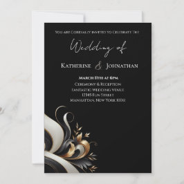 Moderne Elegante Schwarz und Gold Einladung