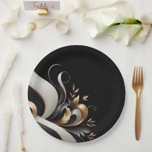 Moderne Elegante Schwarz und Gold Pappteller