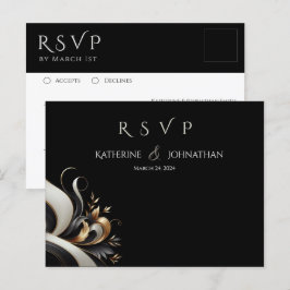 Moderne Elegante Schwarz und Gold Postkarte