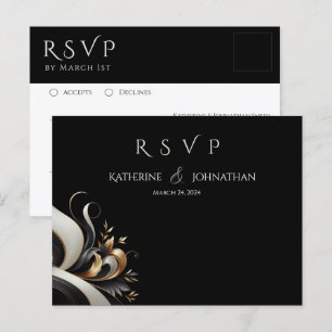 Moderne Elegante Schwarz und Gold Postkarte