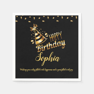 Moderne elegante Schwarz und Gold süß 16 Serviette