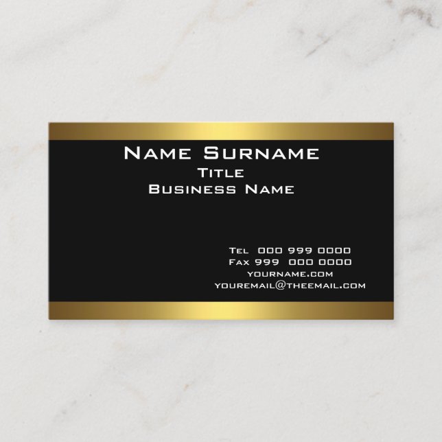 Moderne Elegante Schwarz und Gold Visitenkarte (Vorderseite)