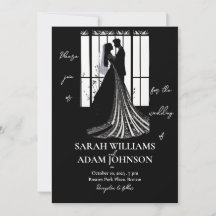 Moderne elegante Schwarz-Weiß-Botanische Hochzeit