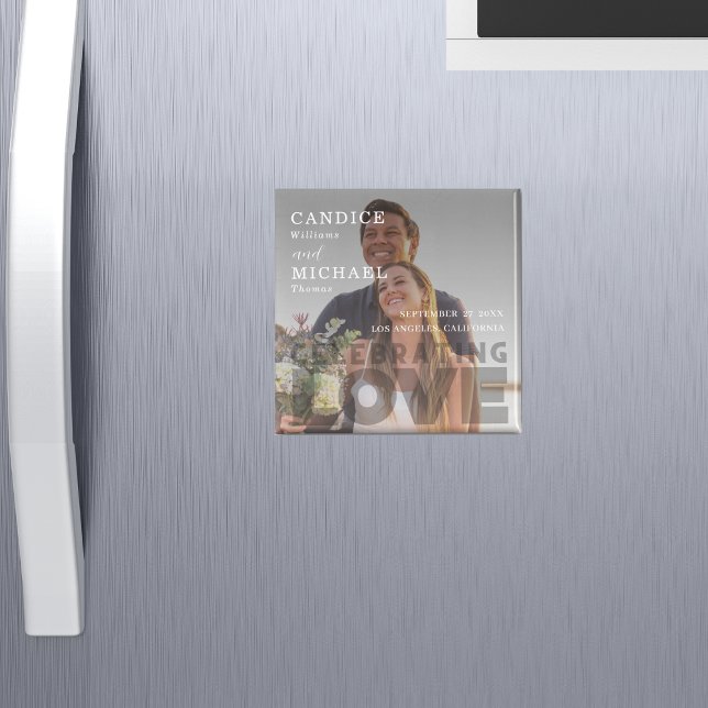 Moderne, elegante Schwarz-Weiß-Foto-Hochzeit Magnet (Von Creator hochgeladen)