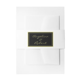 Moderne elegante Schwarz-Weiß-Gold-Script-Hochzeit Einladungsbanderole