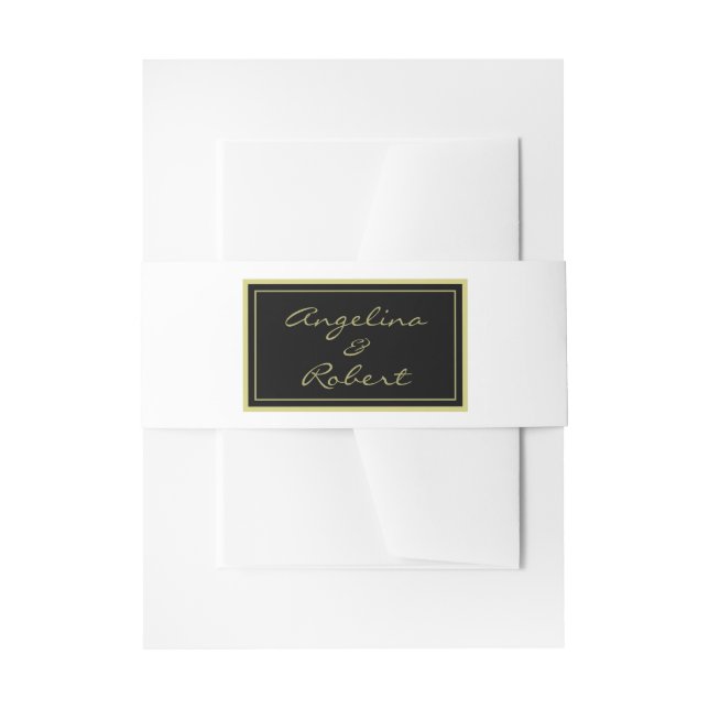 Moderne elegante Schwarz-Weiß-Gold-Script-Hochzeit Einladungsbanderole (Vorderseite Beispiel)