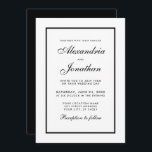 Moderne elegante Schwarz-Weiß-Hochzeit Einladung<br><div class="desc">Moderne elegante,  aber einfache Einladungs-Karte für Hochzeiten in Schwarz und Weiß - Schwarz hinten</div>