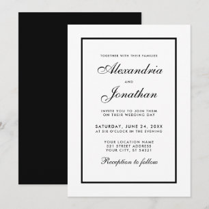Moderne elegante Schwarz-Weiß-Hochzeit Einladung
