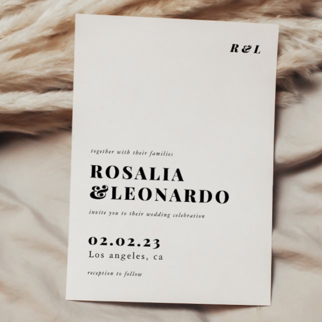 Moderne elegante Schwarz-Weiß-Hochzeit Einladung (Von Creator hochgeladen)