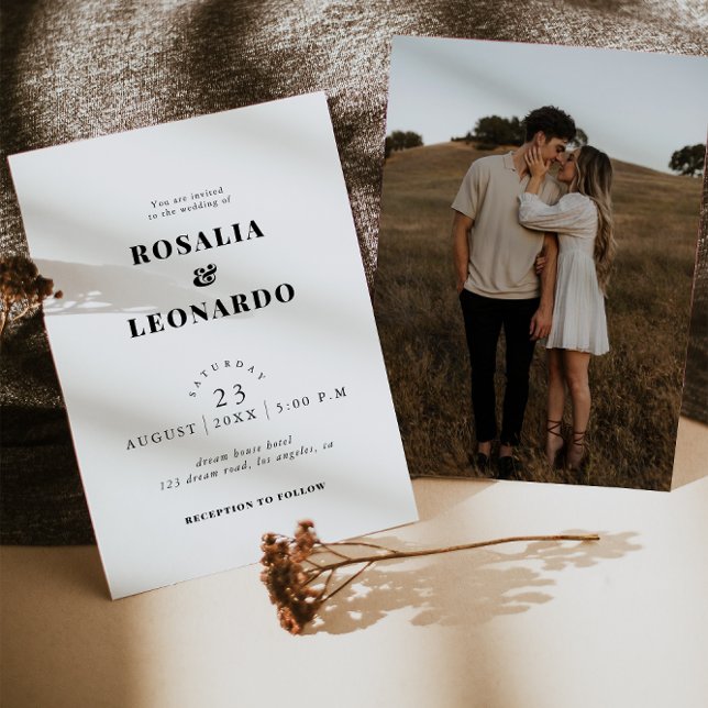 Moderne elegante Schwarz-Weiß-Hochzeit Einladung (Von Creator hochgeladen)