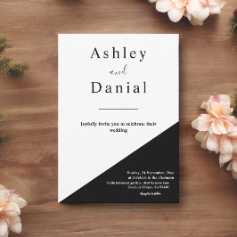 Moderne elegante Schwarz-Weiß-Hochzeit Einladung