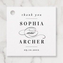 Moderne, elegante Schwarz-Weiß-Hochzeit Geschenkanhänger