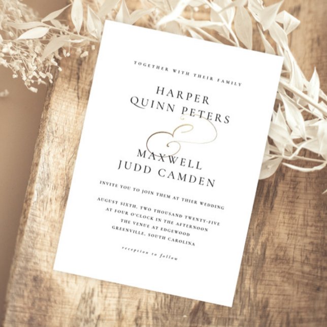 Moderne, elegante Schwarz-Weiß-Hochzeit Magneteinladung (Elegant typography gold script calligraphy magnetic wedding invitations.)