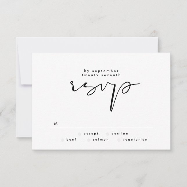 Moderne, elegante Schwarz-Weiß-Hochzeit RSVP Karte (Vorderseite)