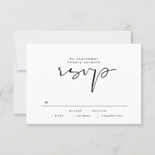 Moderne, elegante Schwarz-Weiß-Hochzeit RSVP Karte