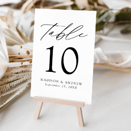 Moderne, elegante Schwarz-Weiß-Hochzeit Tischnummer