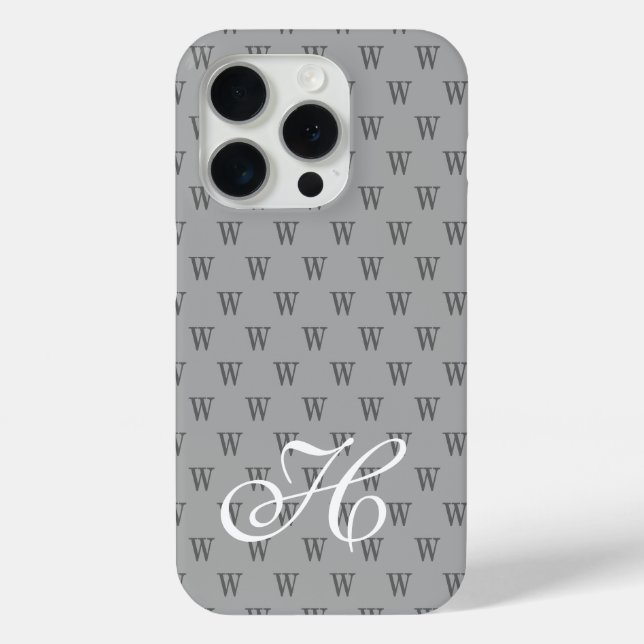 Moderne elegante Schwarz-Weiß-Monogramm-Muster Case-Mate iPhone Hülle (Rückseite)