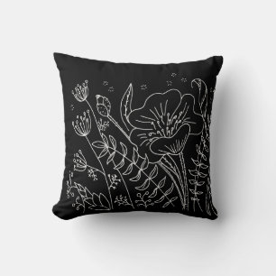 Moderne elegante Schwarz-weiße Blume Kissen