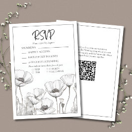 Moderne Elegante Schwarz-weiße Blumenkuchen Hochze RSVP Karte