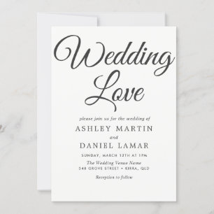 Moderne, elegante Schwarz-weiße Hochzeit Einladung
