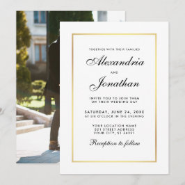 Moderne Elegante Schwarz-weiße Hochzeit Einladung 