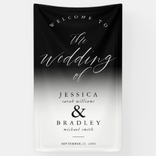 Moderne elegante Schwarz-weiße Hochzeit Willkommen Banner